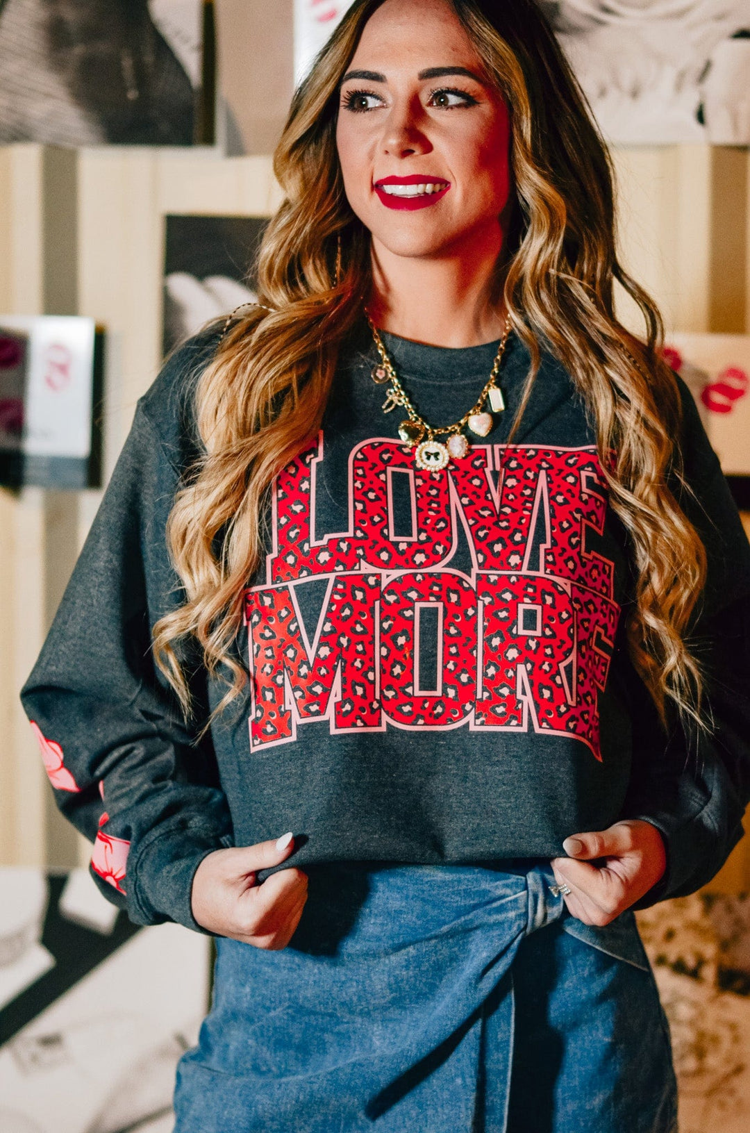 Love More Leopard & Bows Sweatshirt