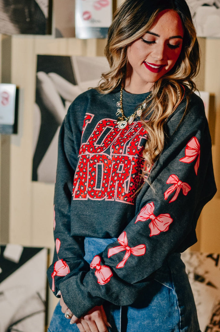 Love More Leopard & Bows Sweatshirt