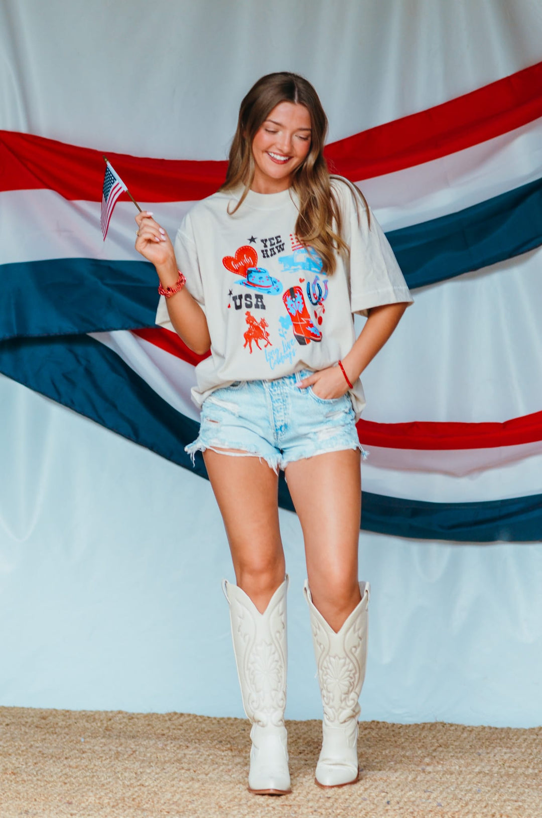 Yee Haw Oatmeal Vintage Boxy Tee