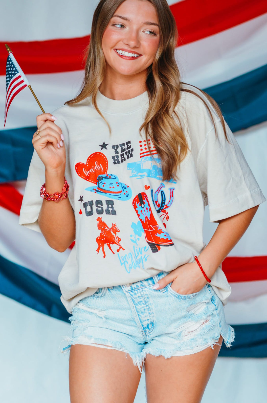 Yee Haw Oatmeal Vintage Boxy Tee