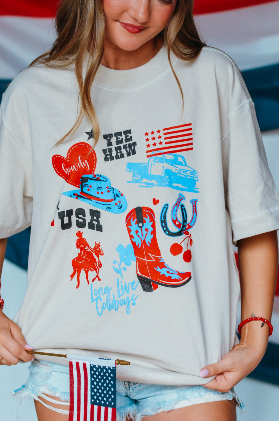 Yee Haw Oatmeal Vintage Boxy Tee