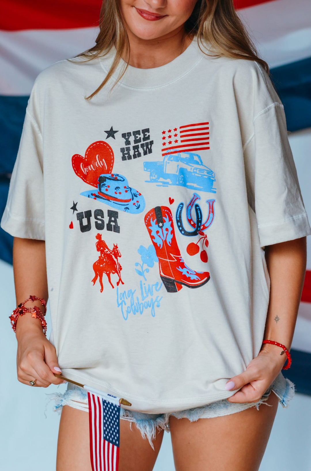 Yee Haw Oatmeal Vintage Boxy Tee