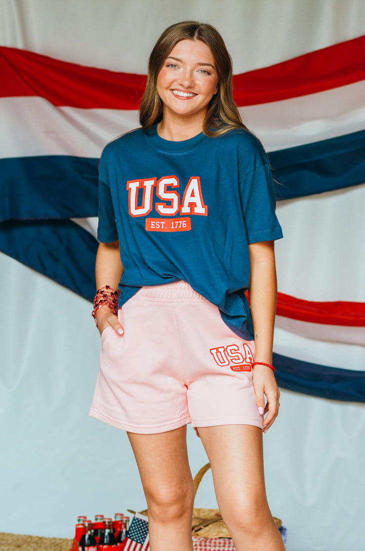 USA Light Pink Shorts