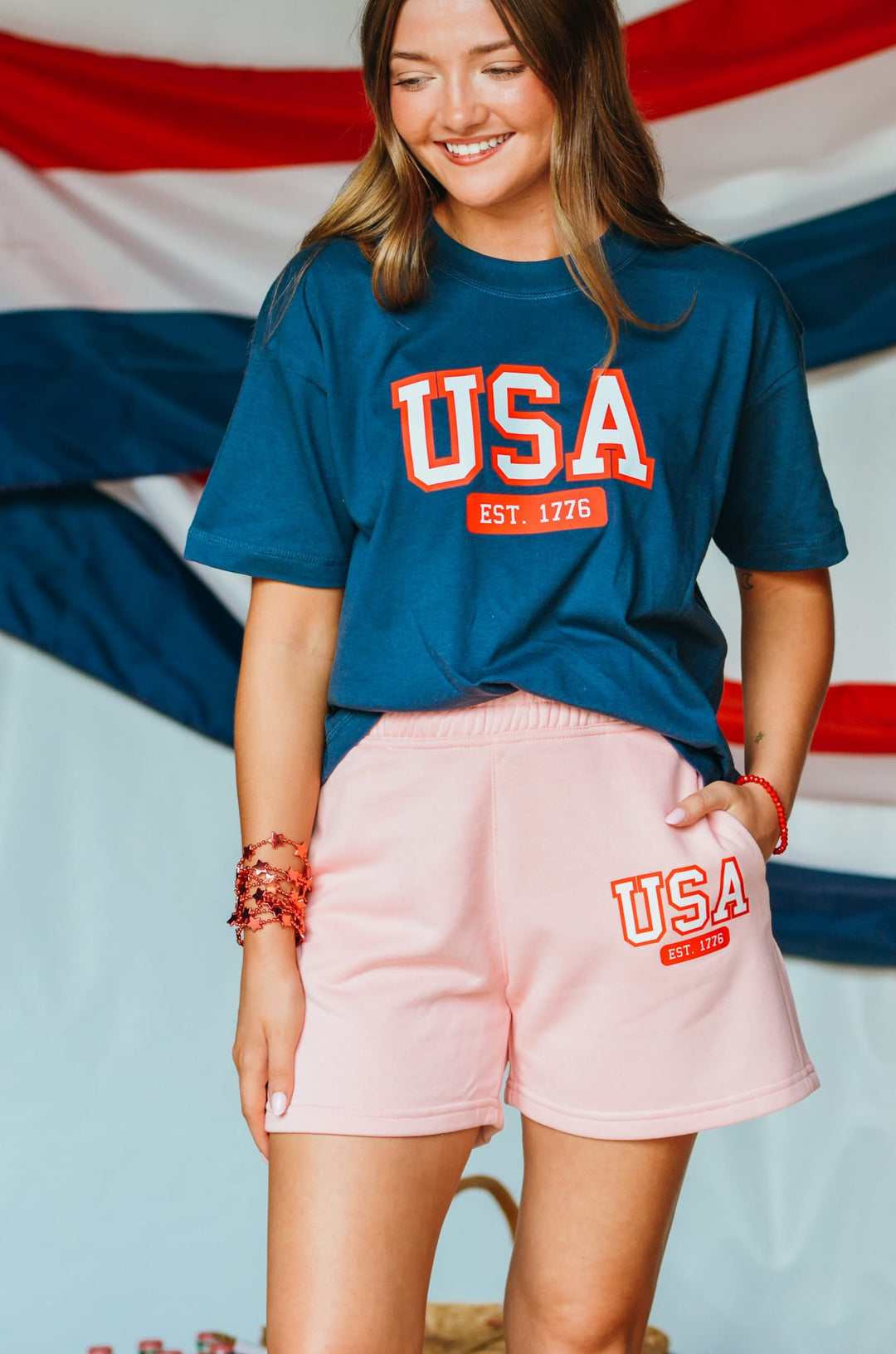 USA Light Pink Shorts