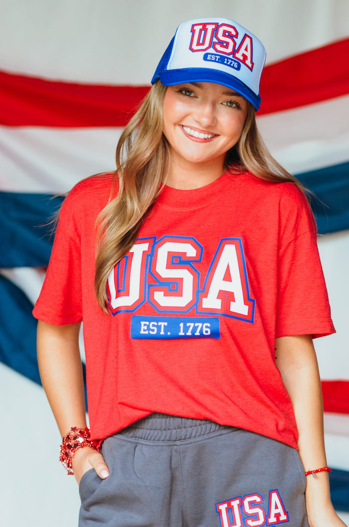 USA Red Boxy Tee