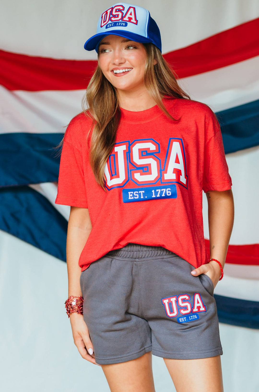 USA Red Boxy Tee