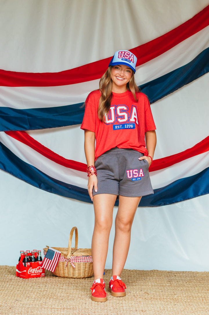 USA Red Boxy Tee