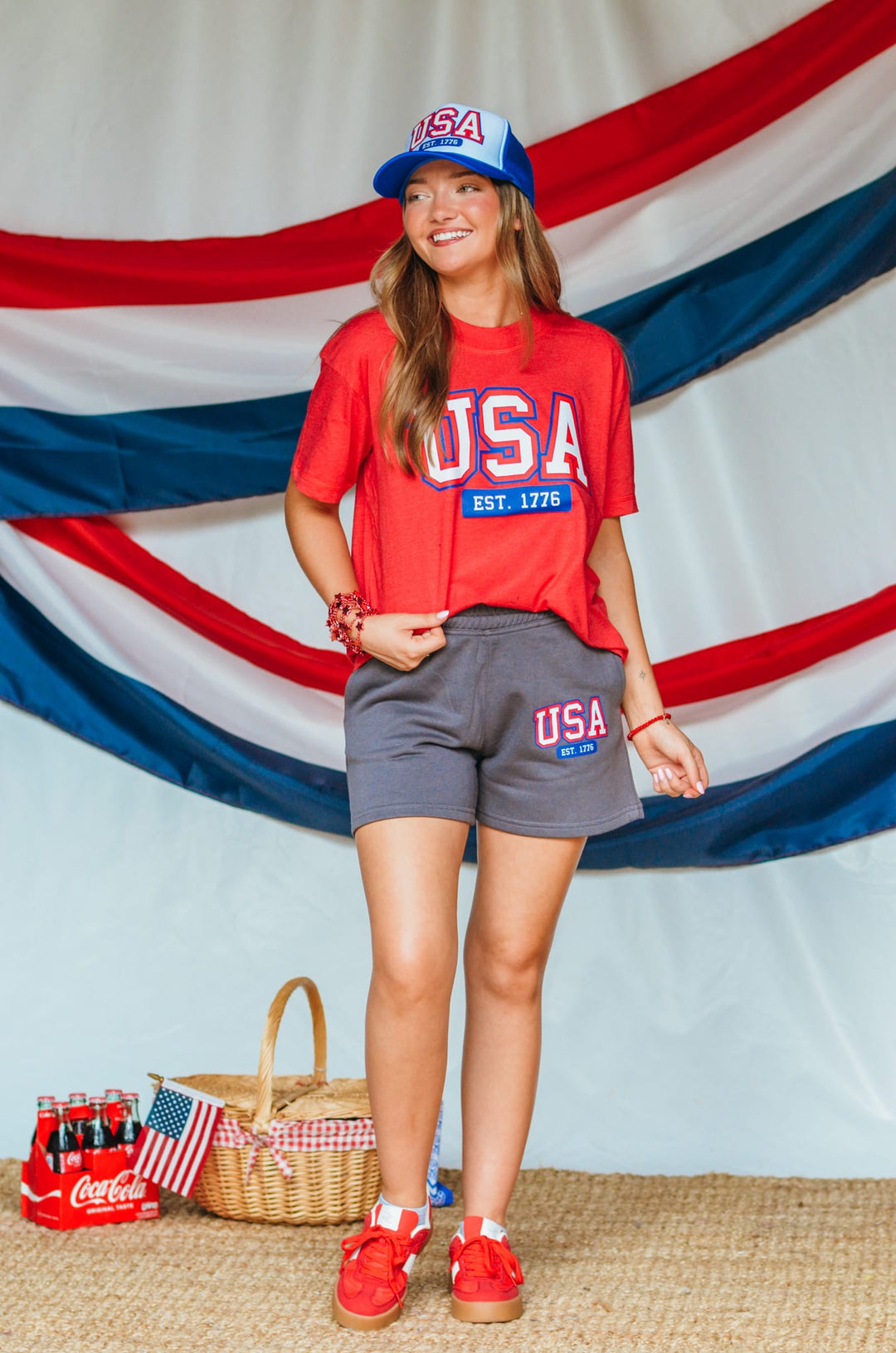 USA Red Boxy Tee