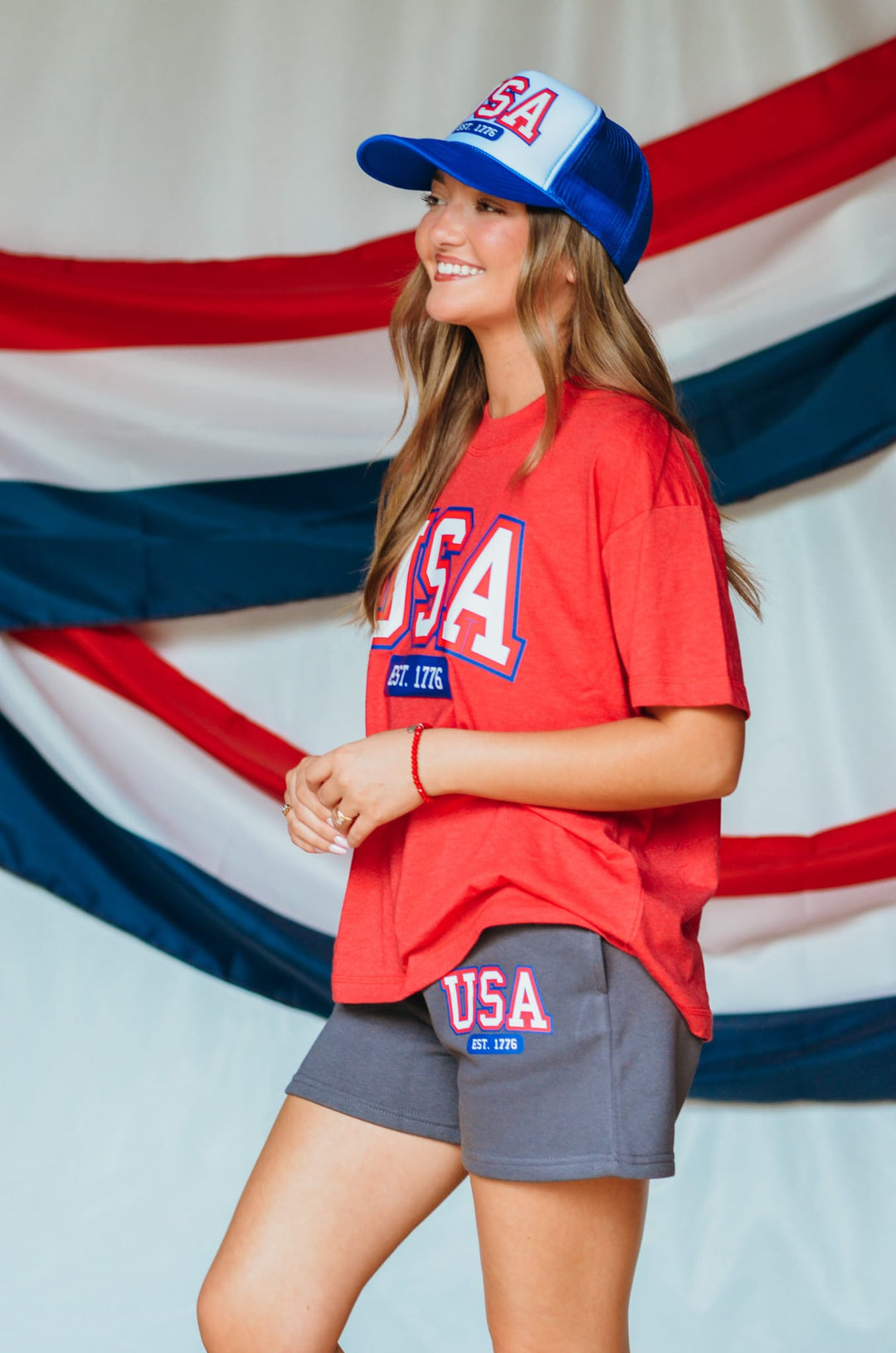 USA Red Boxy Tee