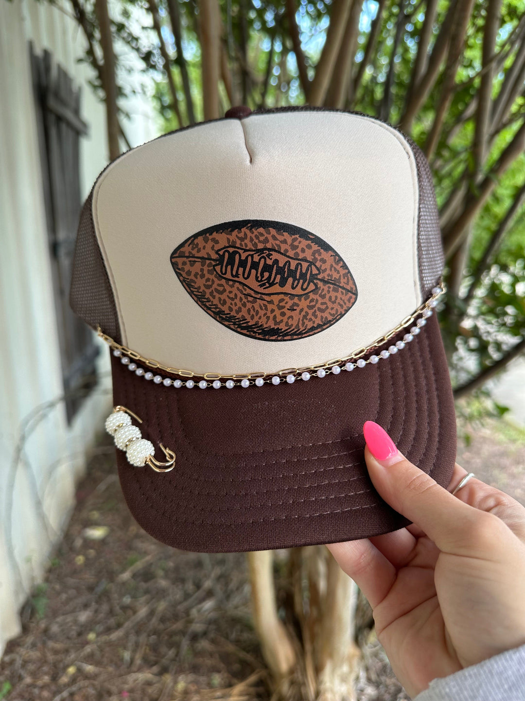 Leopard Football Tan & Brown Trucker Hat