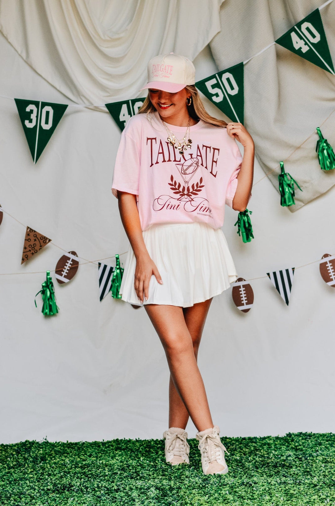 Tailgate Tini Time Light Pink Tee