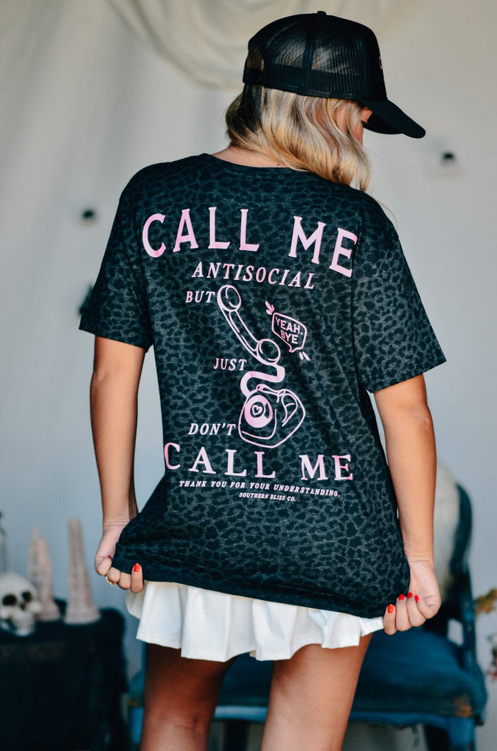 Call Me Antisocial Leopard Tee