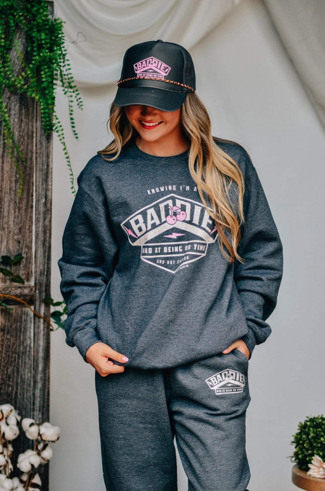 Baddie at Being On Time Sweatshirt