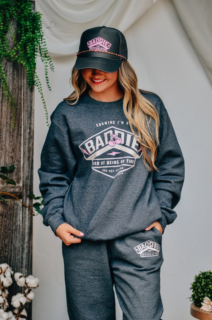 Baddie at Being On Time Sweatshirt