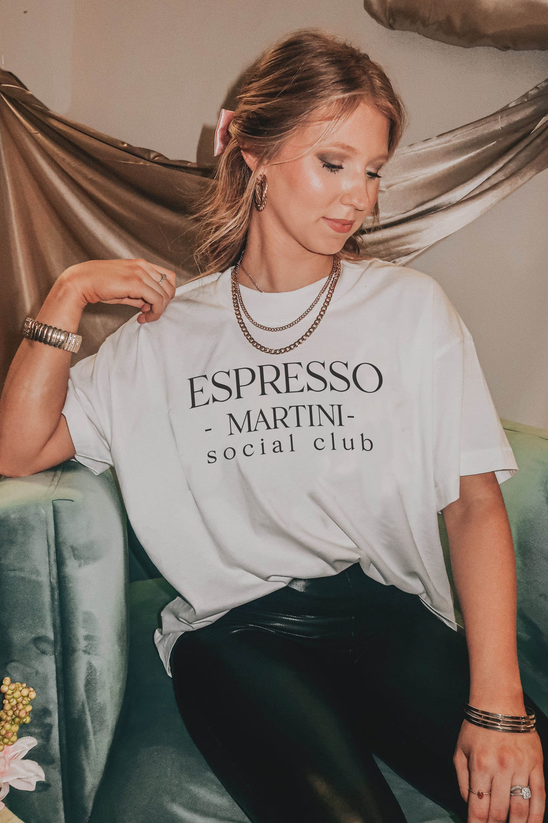 Espresso Martini High Low White Tee