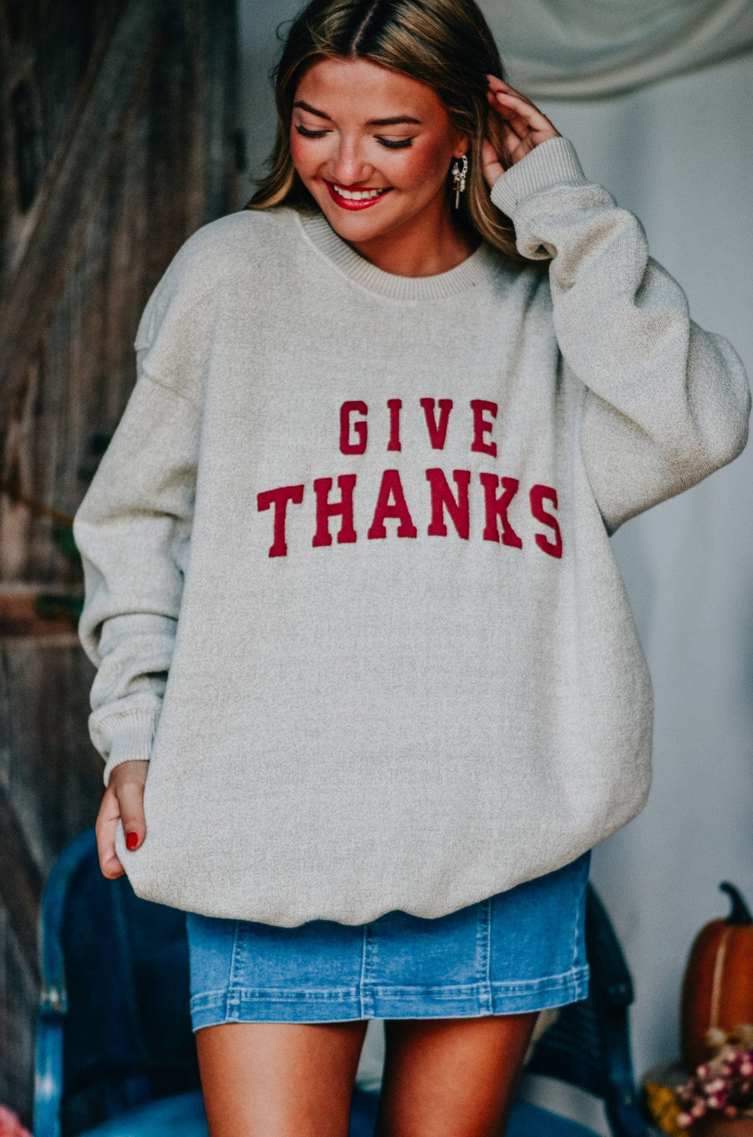 Give Thanks Knit Sweatshirt