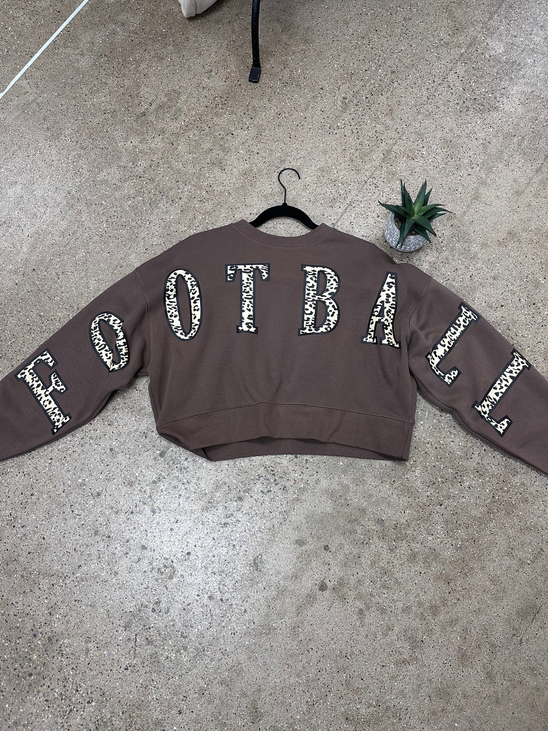 Football Leopard Mocha Crop Sweatshirt