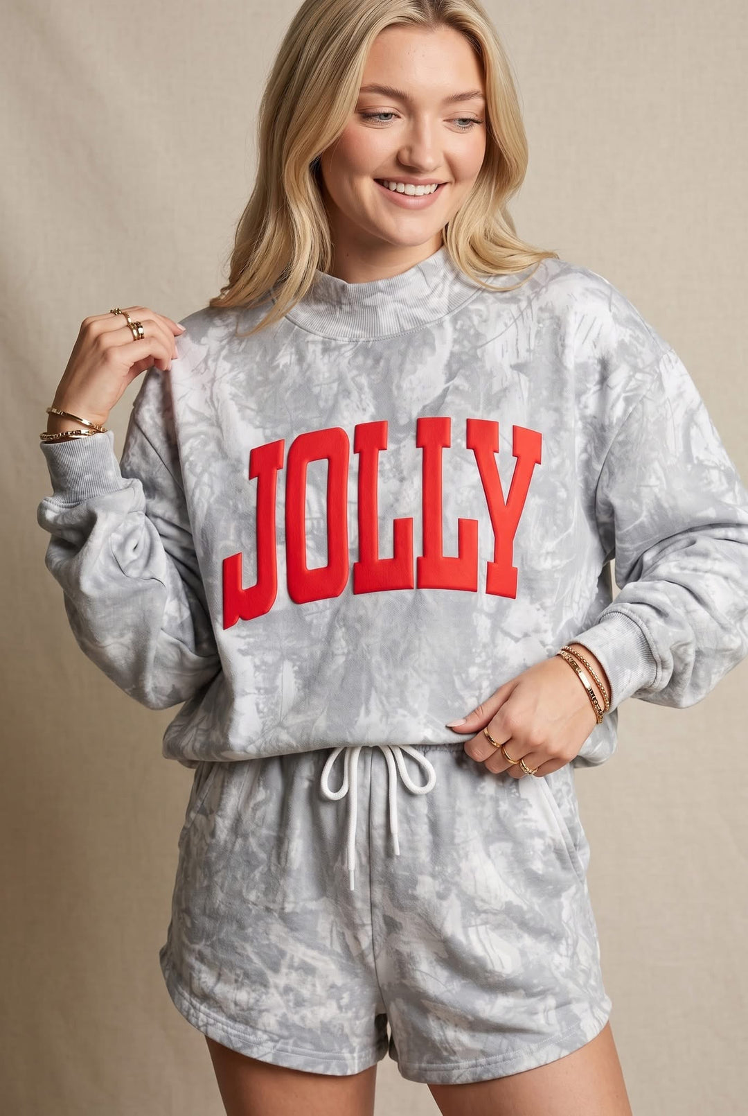PREORDER (estimated 10/31 ship date!!) JOLLY White Wash Camo Mock Neck Sweatshirt