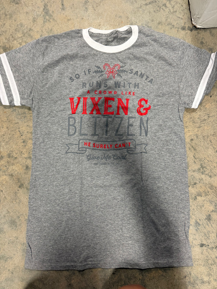 Vixen and Blitzen Gray Jersey tee