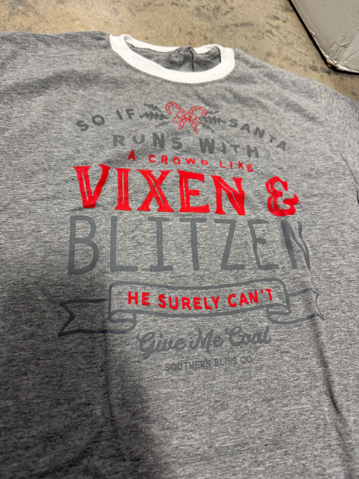 Vixen and Blitzen Gray Jersey tee