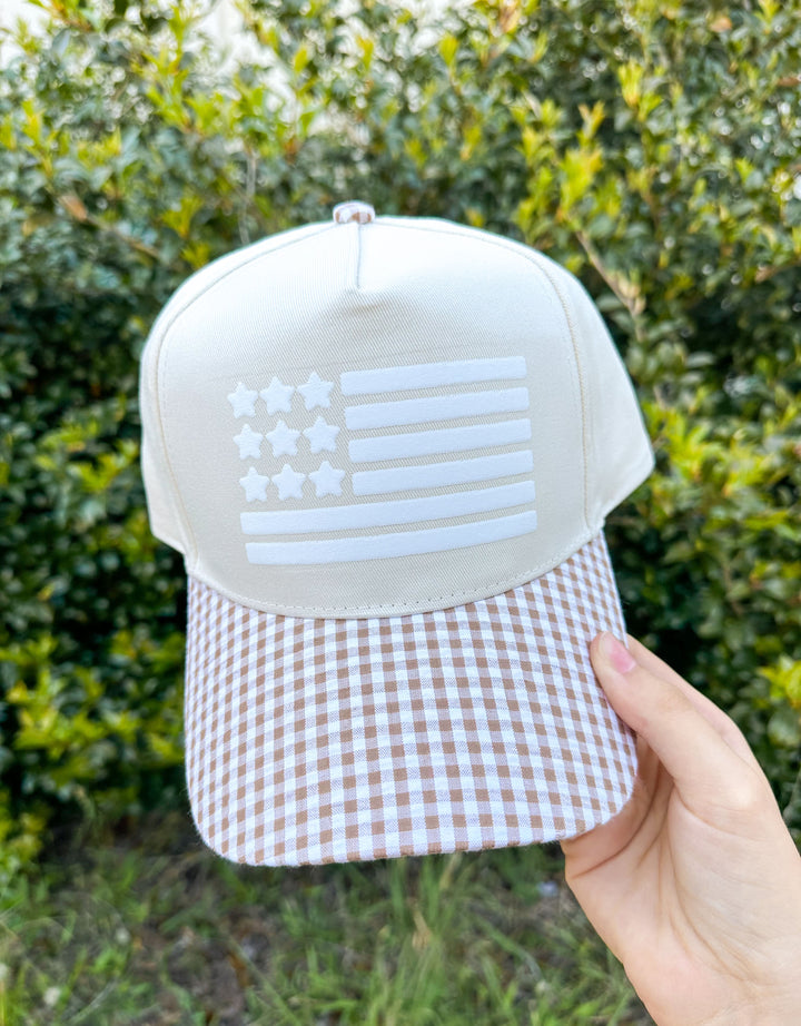 Flag Khaki/Brown Checkered Trucker Hat