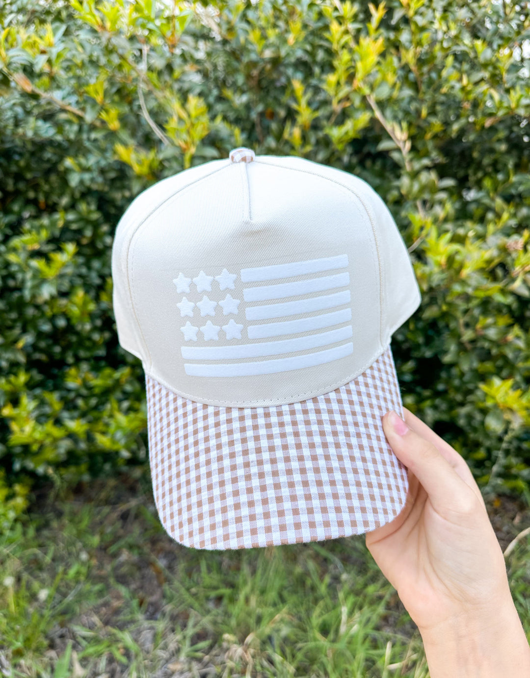 Flag Khaki/Brown Checkered Trucker Hat