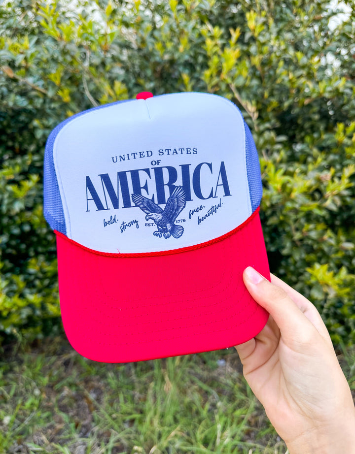 America Eagle Red, White, Blue Trucker