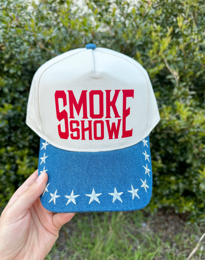 Smoke Show Cream/Dark Denim STAR Canvas Trucker