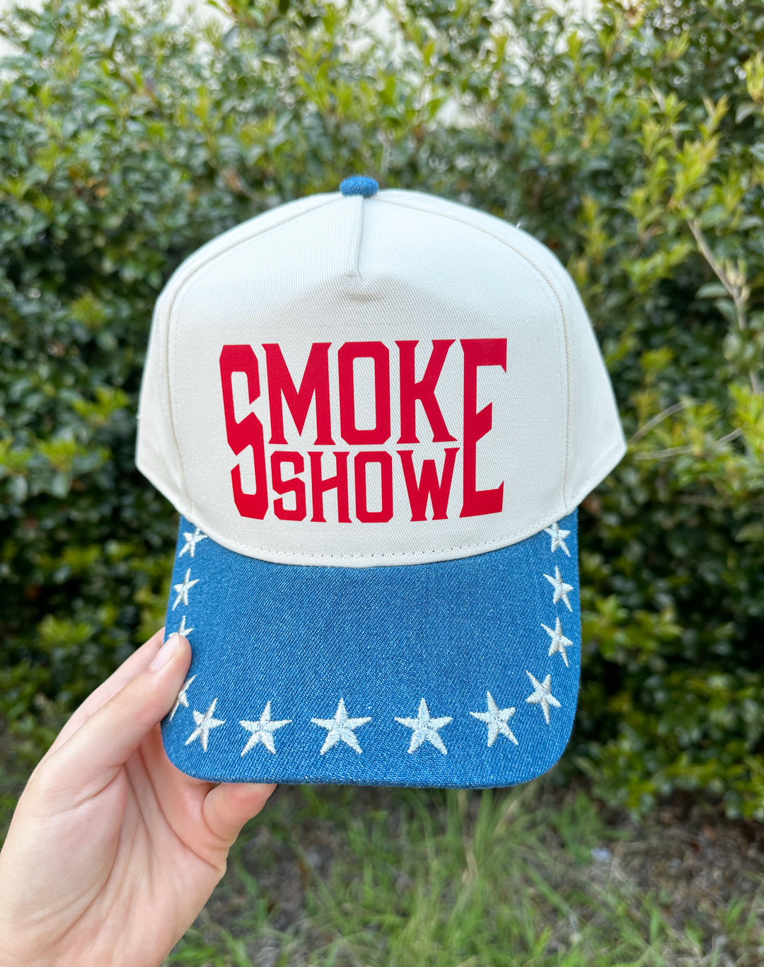 Smoke Show Cream/Dark Denim STAR Canvas Trucker