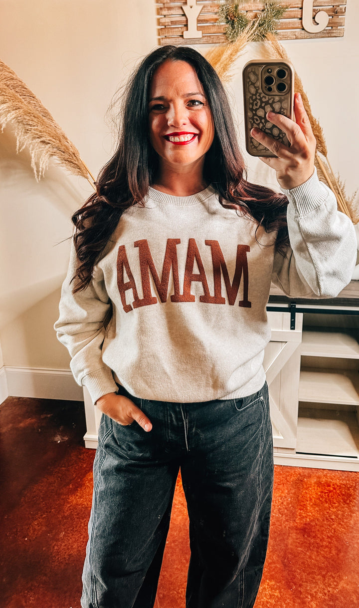 MAMA Heather Oatmeal Knit Sweatshirt
