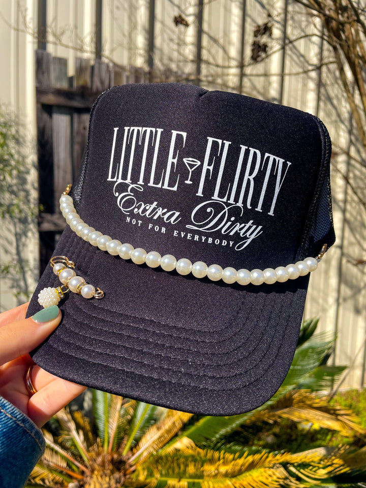 Little Flirty Extra Dirty Black Trucker Hat