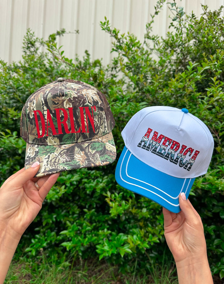 Darlin' Red Real Camo Canvas Trucker Hat