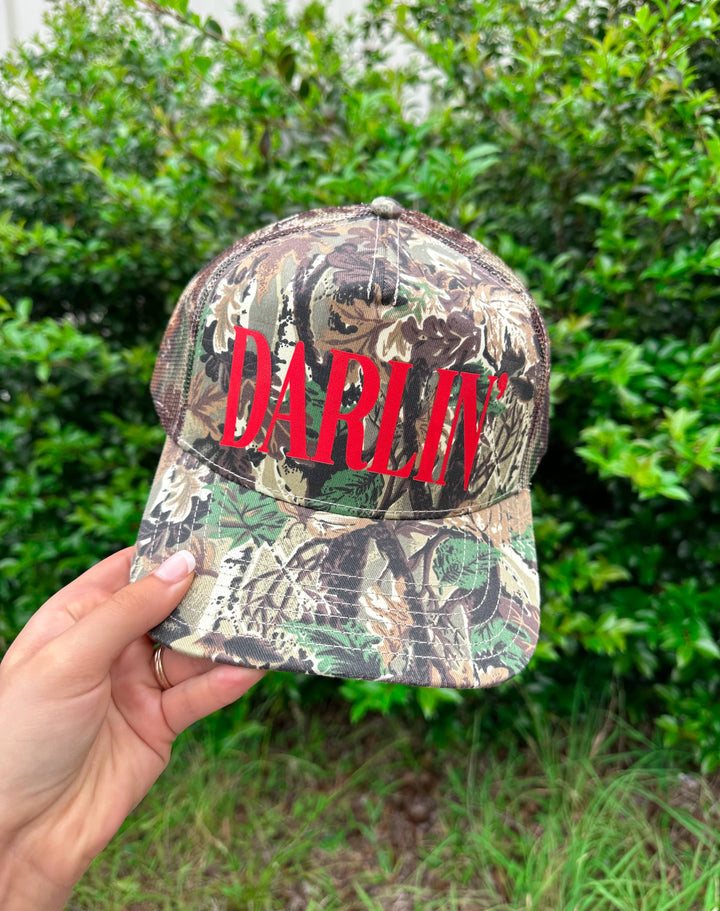 Darlin' Red Real Camo Canvas Trucker Hat