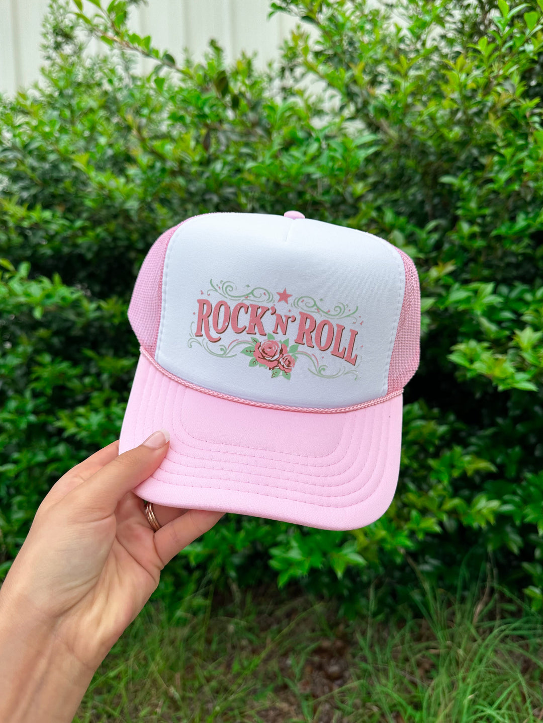 Rock N Roll White/ Light Pink Trucker