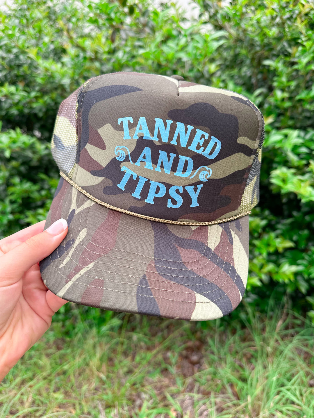 Tanned And Tipsy Full Camo Trucker Hat