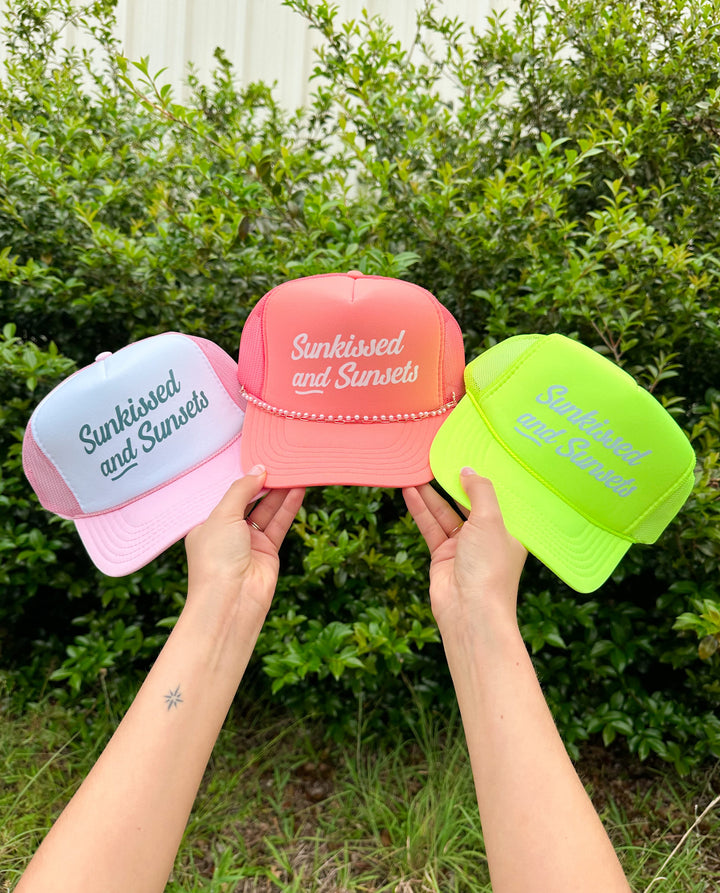Sunkissed And Sunsets Coral Trucker Hat