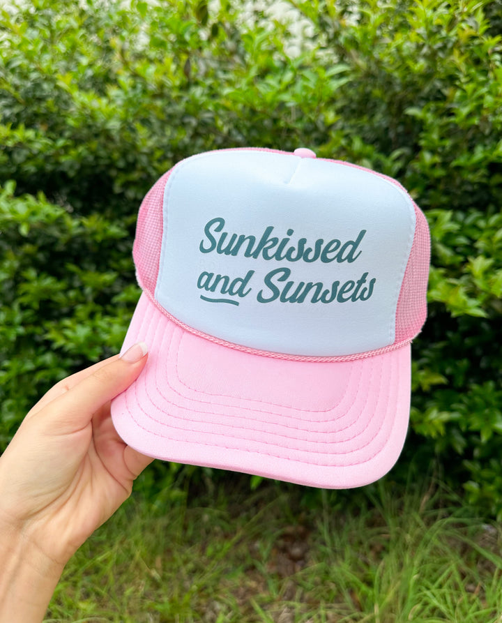 Sunkissed And Sunsets White/ Light Pink Trucker Hat