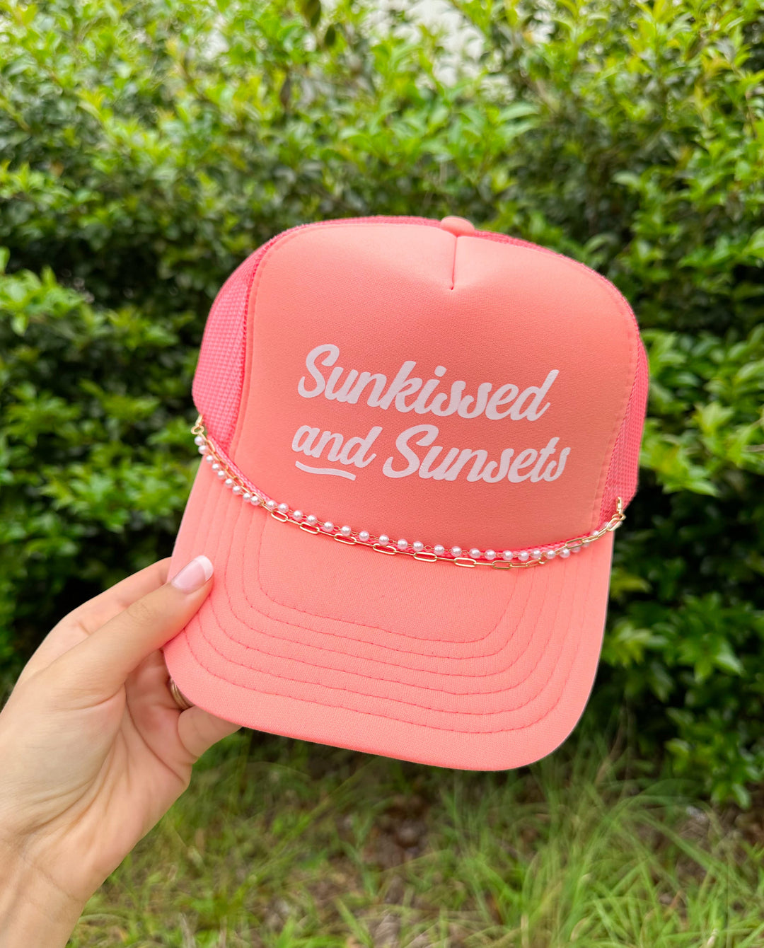Sunkissed And Sunsets Coral Trucker Hat