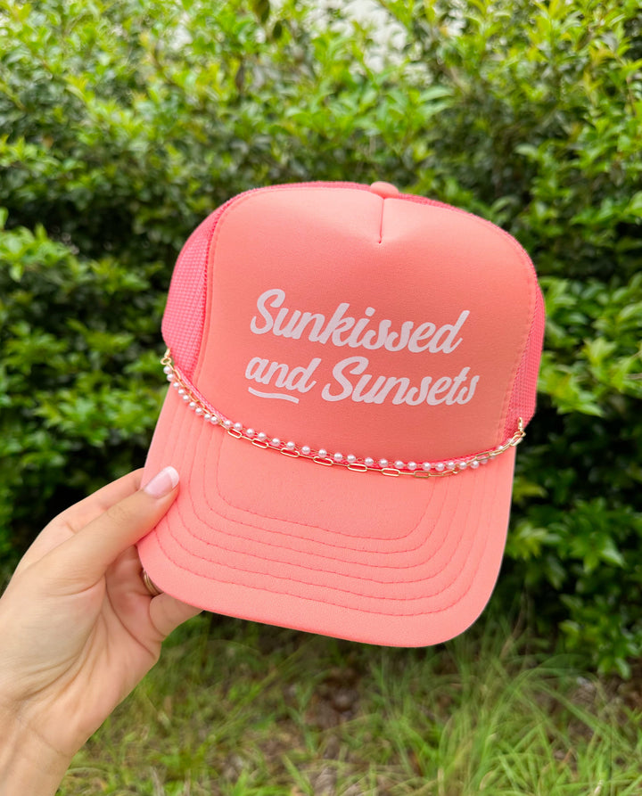 Sunkissed And Sunsets Coral Trucker Hat
