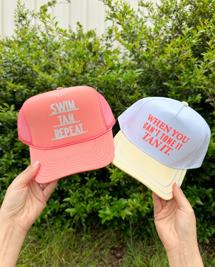 Tan It Tone It White/Yellow Trucker Hat
