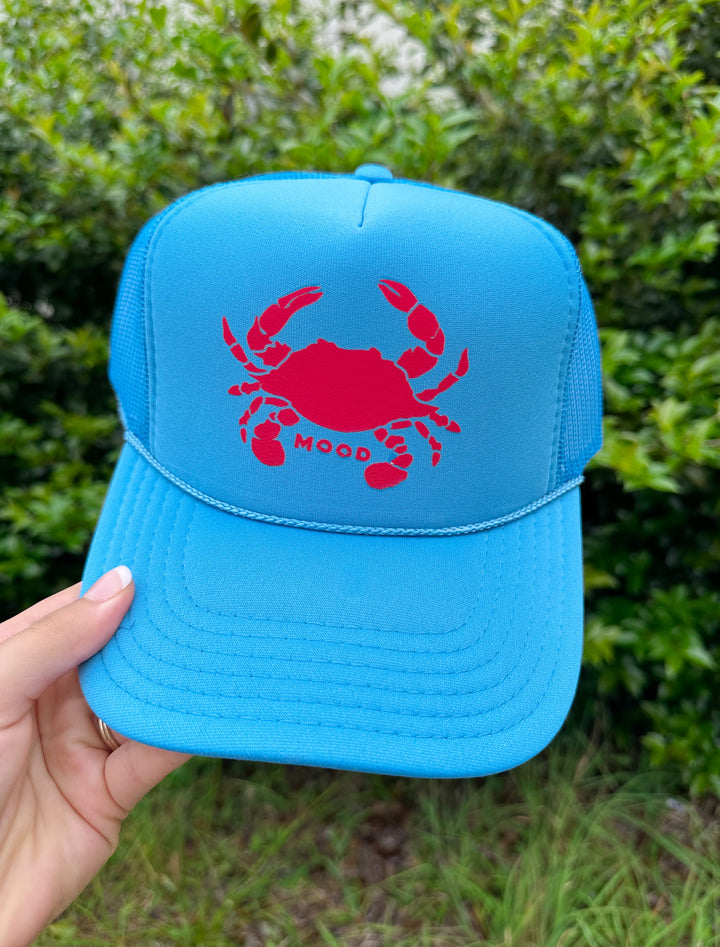 Crab Mood Columbia Blue Trucker Hat