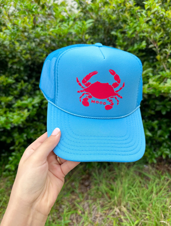 Crab Mood Columbia Blue Trucker Hat