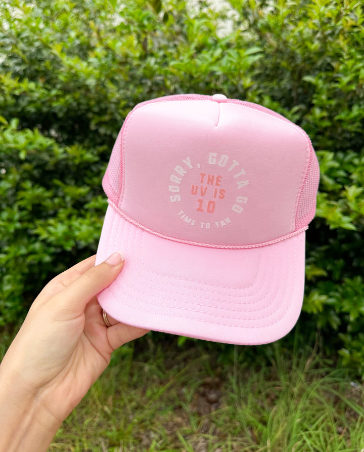 The UV IS 10 Light Pink Trucker Hat