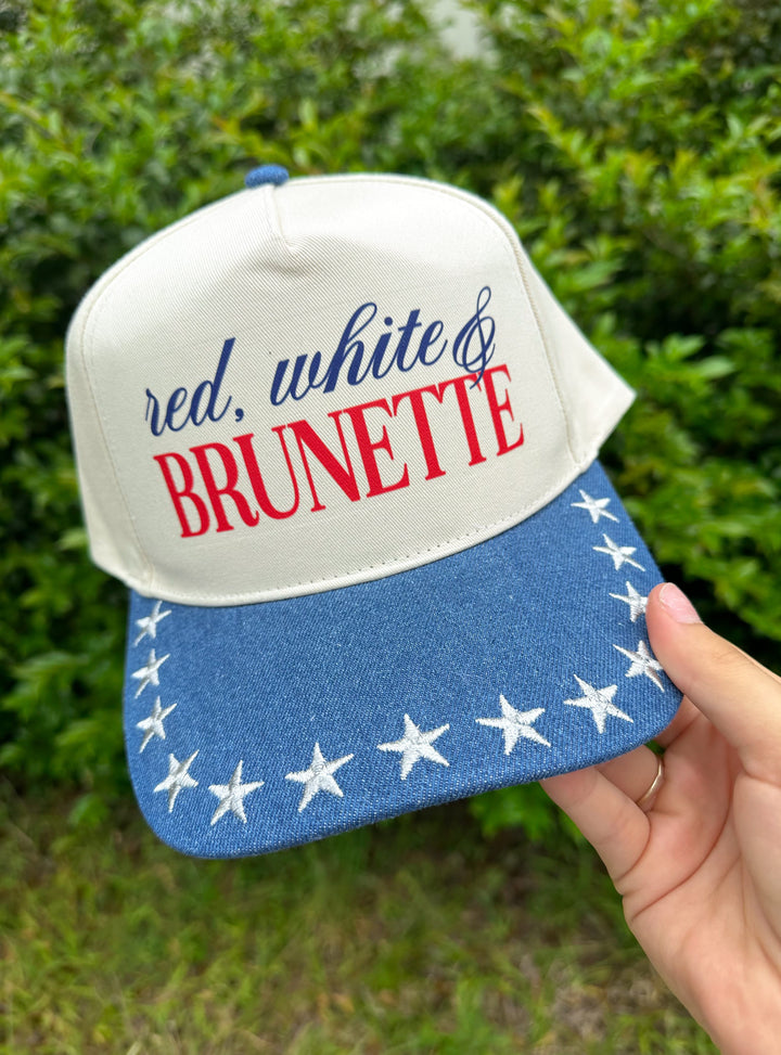 Red, White, & Brunette Cream/Dark Denim STAR Canvas Trucker