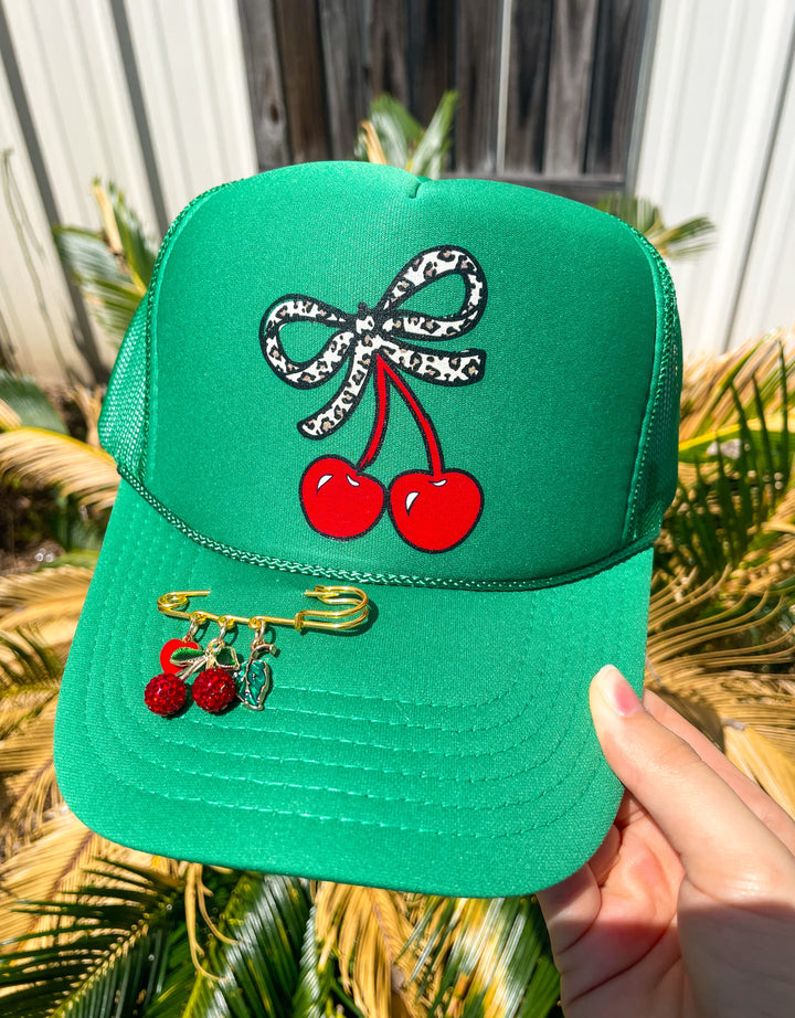 Leopard Cherry Kelly Green Trucker Hat