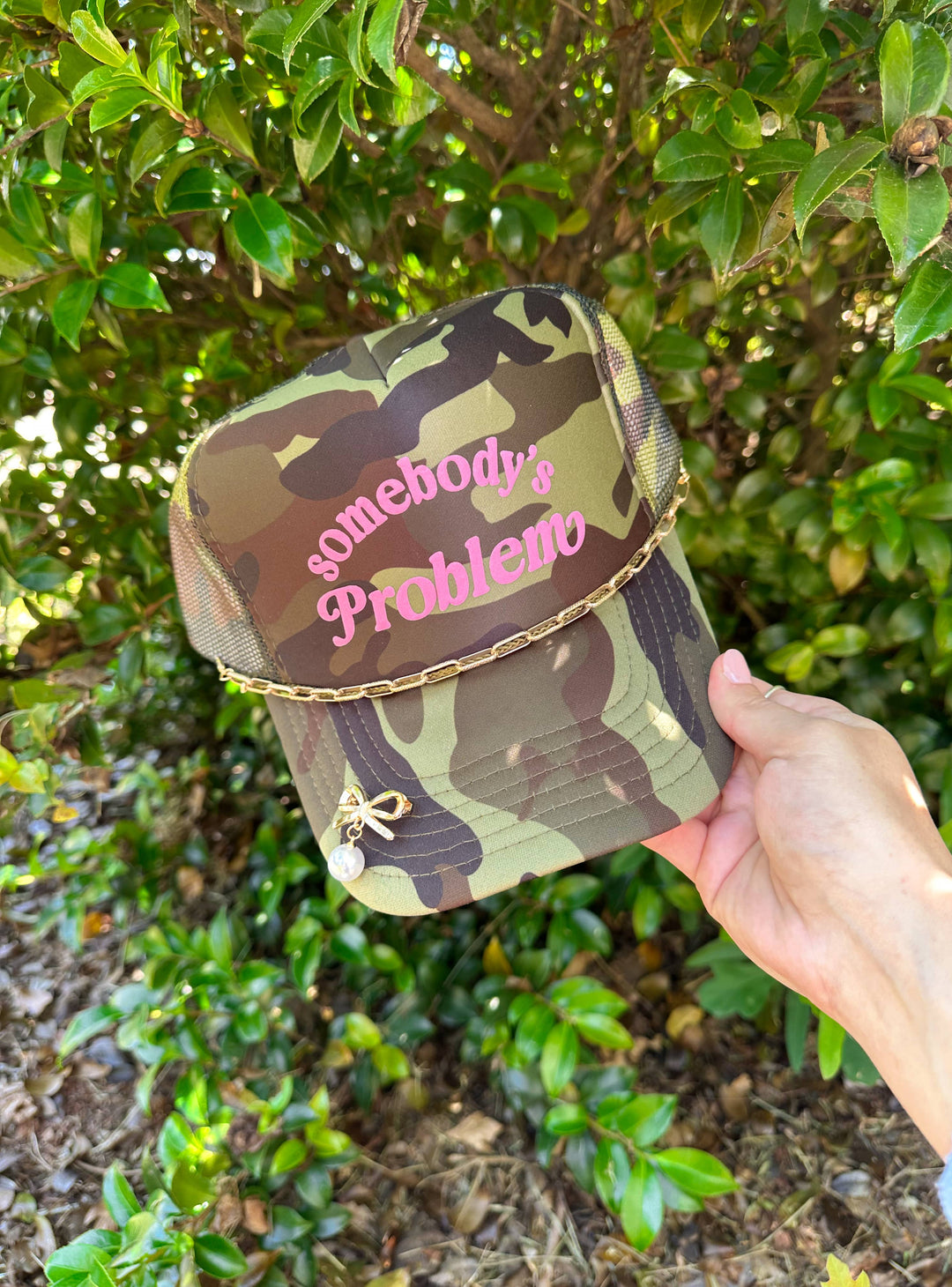 Somebody's Problem Full Camo Trucker