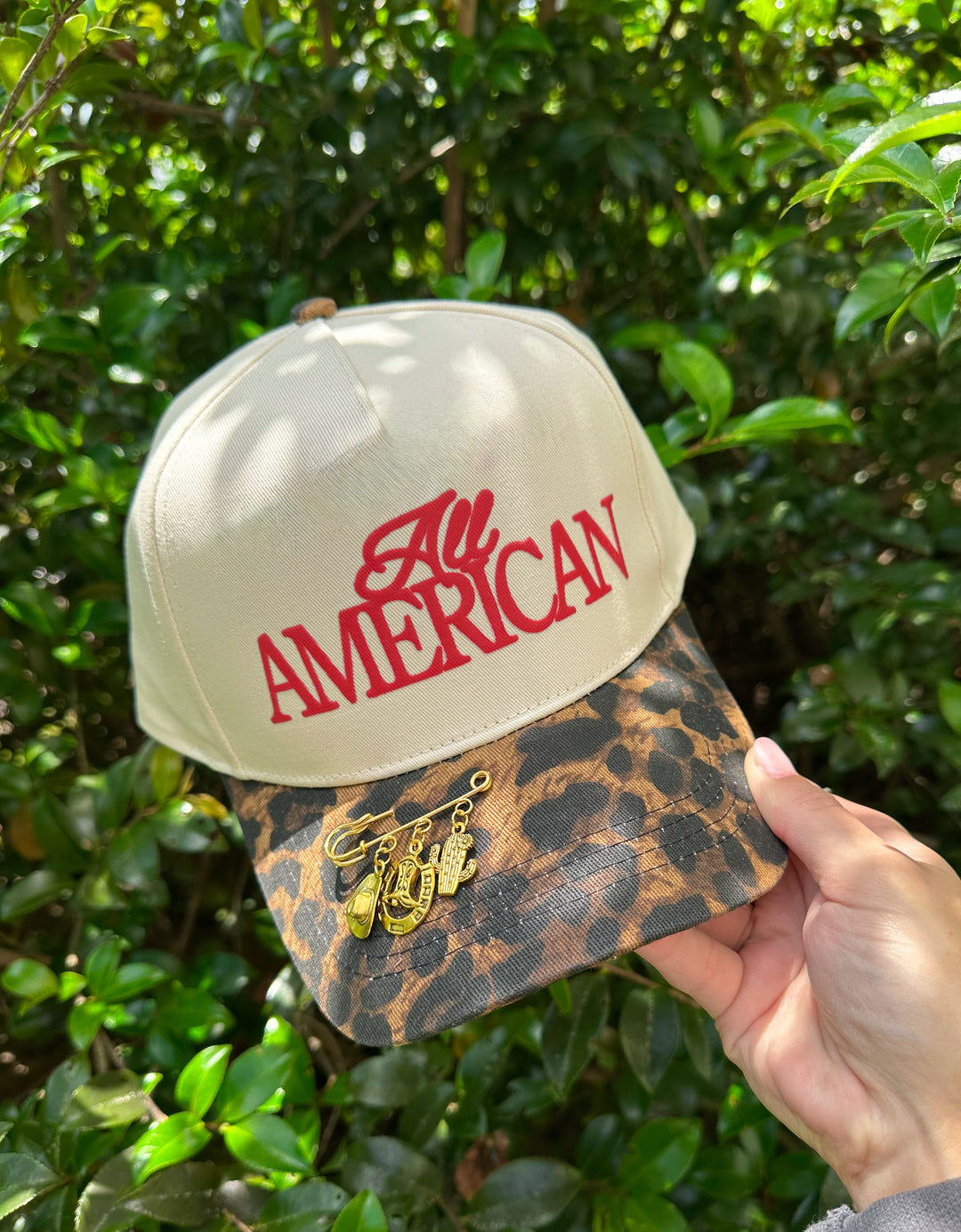 All American DARK Washed Leopard Canvas Trucker Hat
