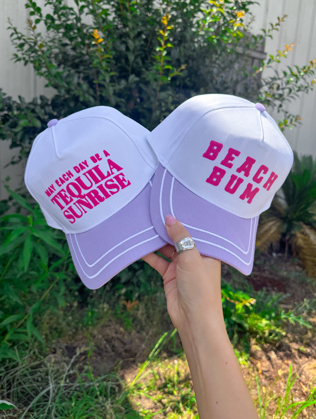 Beach Bum White/Lavender Canvas Trucker