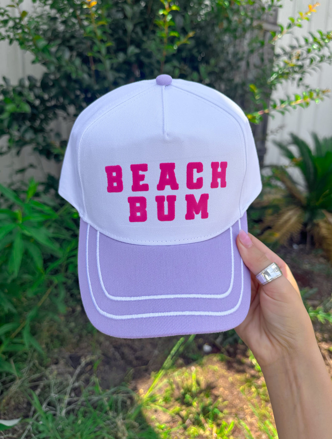 Beach Bum White/Lavender Canvas Trucker