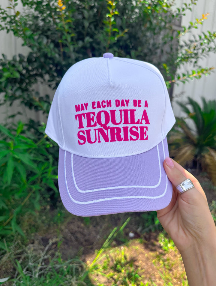 Tequila Sunrise White/Lavender Canvas Trucker